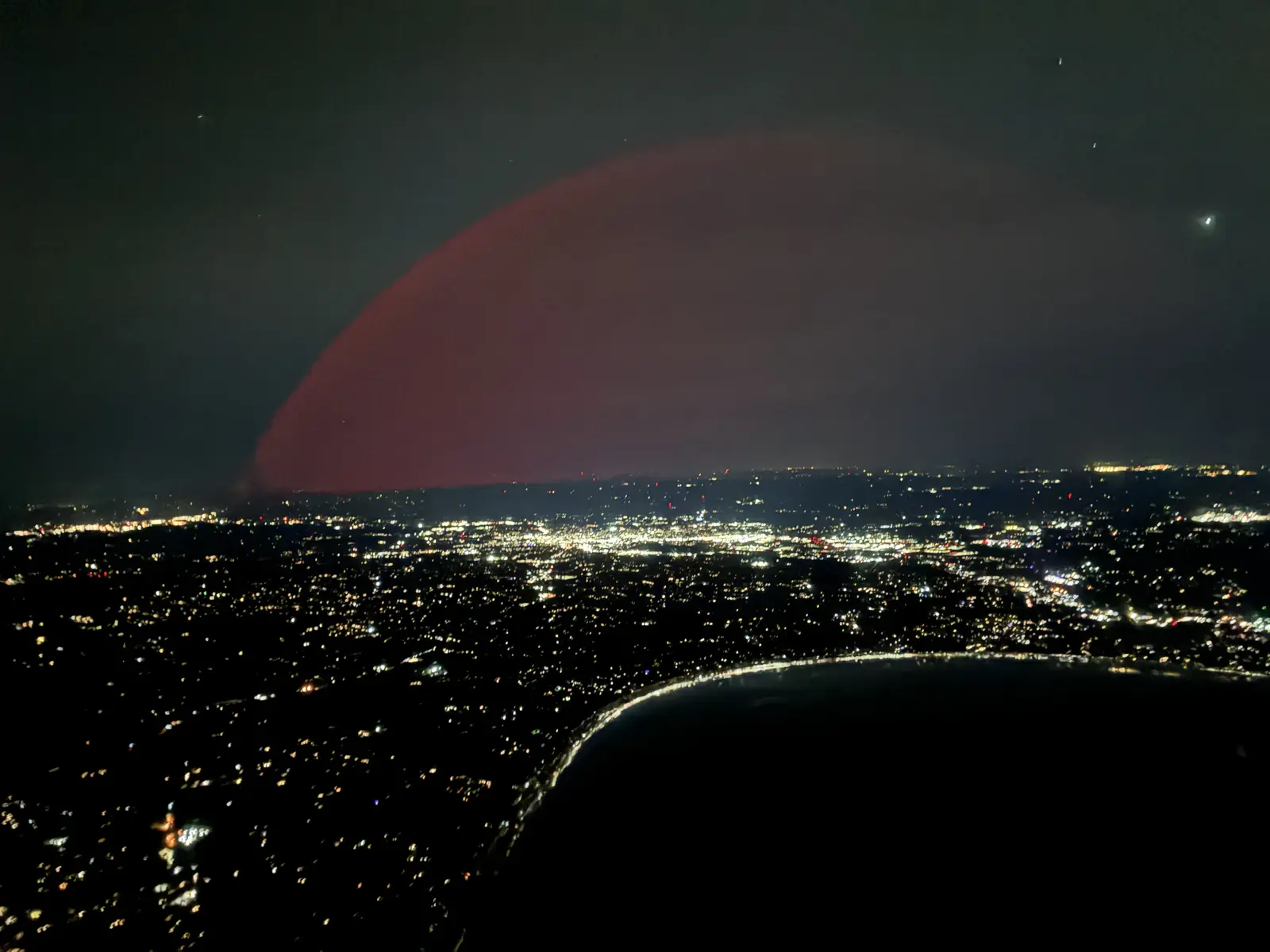 Night flight over New England